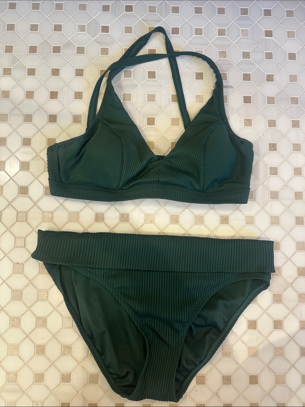 Bleu Rod Beattie Women’s Ribbed Forest Green Bikini Set